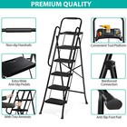 5 Step Ladder W  Tool Tray Folding Step Stool Wide Non-slip Pedal 330lbs Black