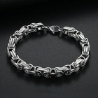 Silver Square Byzantine Polished Stainless Steel Bracelet Mens Boys Chain
