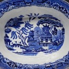 Vtg Flow Blue Willow Ware Oval Vegetable Bowl Made In England 8 5 