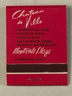 Chateau De Ville Restaurant Full Matchbook Ma Ct Ri Red Chandelier Vintage