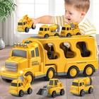 5-in-1 Construction Truck Toy Set For Toddlers  Light   Sound  Crane  Mixer  Bul