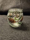 Yankee Candle Crackle Glass Tea Light Votive Holder Pine Cone