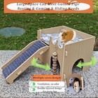 Guinea Pig Wooden Hideout With Dual Caves Ramp Cushion Toy Set For Small Pets