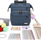 Crochet Backpack knitting Bag Backpack Yarn Storage Organizer Travel Blue 