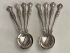 8  vintage Grape Silverplate Round Soup   Gumbo Spoons 1847 Rogers Bros A1