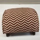 Vintage Foot Stool Arched Curved Needlepoint Chevron