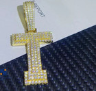 2ct Natural Moissanite 14k Yellow Gold Finish Men s Any Initial Letter T Pendant