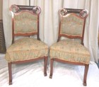 Vtg Victorian Parlor Chair Pair Carved Mahogany Tapestry Antique Eastlake 1800 s