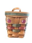 Woven Basket Country Rustic Farmhouse Decor Storage Organizer Hang Leather Strap