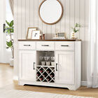 Modern Sideboard Buffet Cabinet With Wine   Glass Rack  3 Drawers   2 Doors