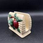 Vintage Ceramic Red Apple Napkin Holder Speckled Ribbed Country Kitchen
