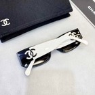New Chanel Women   s Rectangle Sunglasses Black Plastic Frame Gray Tinted Logo