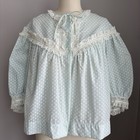 Vintage 1960   s Nos Deadstock Barbizon Polkadot Lace Trimmed Bed Jacket Robe L