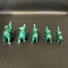 134g Total Malachite Elephant Family  5  Hand Carved Vintage Positive Energy