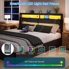 Queen Size Led Bed Frame With Storage Headboard And 4 Drawers Charging Station