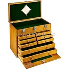 8 Drawer Wood Tool Chest Felt Lined Machinist Toolbox Walnut Storage Box