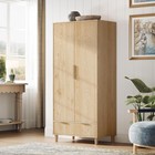 Fluted Wardrobe Closet Armoire With Doors And Drawers  Wardrobe Cabinet With    