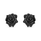 1 Ct Simulated Round Cut Black Diamond Rose Stud Earrings 14k Black Gold Plated