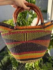 Bolga Basket Ghana Straw Tote African Tribal Market Bag Handmade Woven