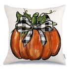  Pumpkin Pillow Cover 18x18 With Buffalo Plaid 18  X 18   pack Of 1  Orange