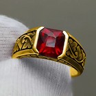 Solid 14k Yellow Gold With Ruby Gemstone Handmade Ring Men s Engagement Ring