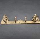 Vintage Brass Cherub Key Holder Coat 4 Hook Wall Mount Hanging Art Deco