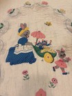 Vintage  Handmade Baby Quilt Rabbits Flowers Cross Stitch Embroidered  49    X 35   