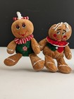 Dan Dee Vintage Gingerbread Boy Set Of 2 Pair Christmas Plush Minor Damage Read