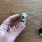 3 Antique German Putz  White Stick Leg Sheep Pink Red Collar