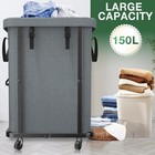 40 Gal 150l  High Grade Large Laundry Basket With Wheels  Rolling Laundry Hamper
