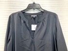 Madison Womens Long Sleeve V-neck Blouse Black Shirt Dress   Size L   Nwt