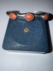 Old Red Mediterranean Coral Sterling Silver Cuff Bracelet Vintage 1970s
