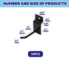 50pcs 2 Inches Black Slatwall Panel Hooks Bulk Set Metal Hanging Display Hanger