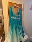 Danceshopper Dress Carribean Blue Ombre With Long Sleeves - Size 14w 16
