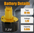 2pack 7 2v Ni-mh Battery Replace For Dewalt De9057 Dw9057 7 2volt Cordless Drill