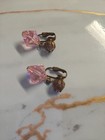Women Dangling Earrings Pink Stone
