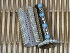 Wow Vintage Antique Pearl   Turquoise Lipstick Holder Tube Jacket Enclosure Love