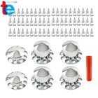 Chrome Hub Cover Kit 33mm Front   Rear Semi Truck Wheel Axle Covers Spiked