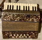 Vintage Hohner Regina Mini Accordion 25 Key 12 Bass In Brown Pearloid W case