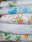 Lot 5 Vtg Floral Fabric Bed Sheets Flat Twin Queen Cutter Cottage Pastels Easter