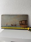 Antique 1878 Original Oil Painting Wood Panel Coastal Seascape Signed Maritime