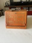 Antique vintage art Deco Wood Sewing Box   as Ye Rip So Shall We See    Must Have 