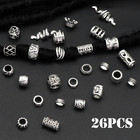 26pcs Silver Hair Beads Loc Jewelry - Dreadlocks Accessories  Diy Braids Rings  