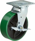 8  X 2  Swivel Caster Set - Heavy Duty Green Polyurethane Wheel On Steel Hub Wit