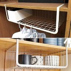 Under Shelf Storage Basket Hanging Wire Mesh Rack Cabinet Cupboard Organizer