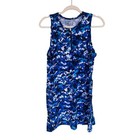 Ibkul Womens Blue Camo Quarter Zip Sleeveless Golf Dress Upf 50 