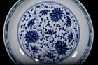 Collectable Art Chinese Porcelain Blue White Porcelain Flowers Plate