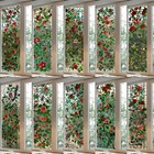 Retro Rose Floral Stained Glass Window Privacy Film Self Adhesive Sticker Decor