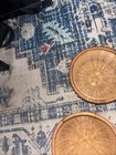 Two Small 6   Vintage Round  Woven Nantucket Style Baskets Or Catchalls Boho