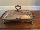 Pyrex Silver Plate Vintage 3 Pc Covered Footed Casserole Serving Dish W  Pyrex